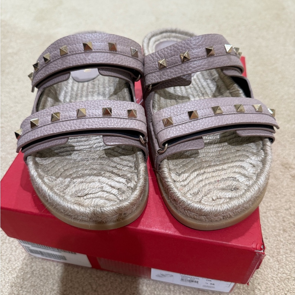 Valentino Studded Espadrille Sandals - Mauve